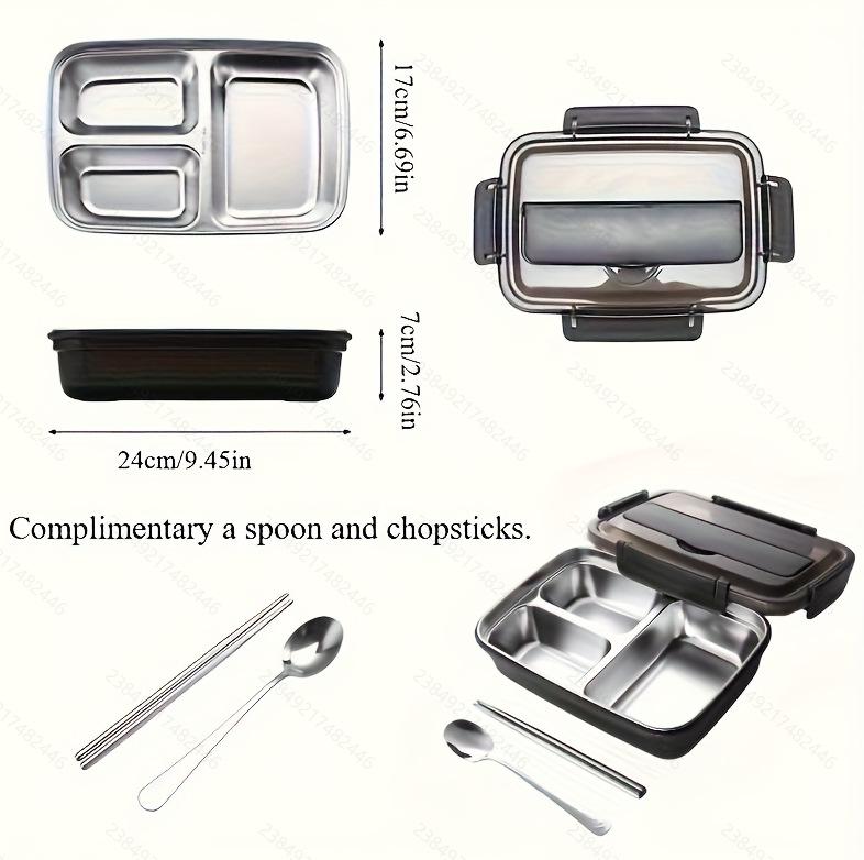 Multi-Compartment Stainless Steel Bento Box - No Flavor Mixing, Microwave Safe, Ideal for Students and Office Workers, Portable Lunch Solution