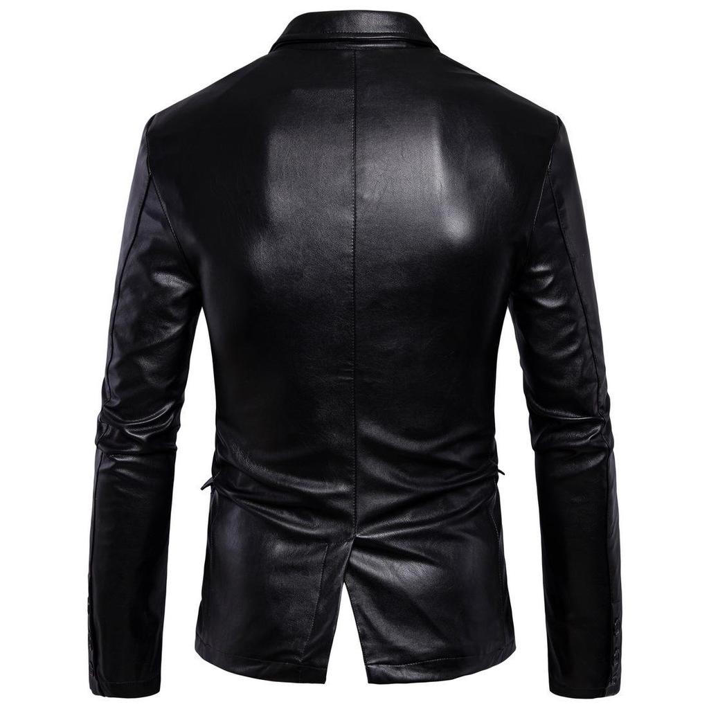 Men's Plus Size Spring/Autumn 2019 Motorcycle Leather Jacket B011