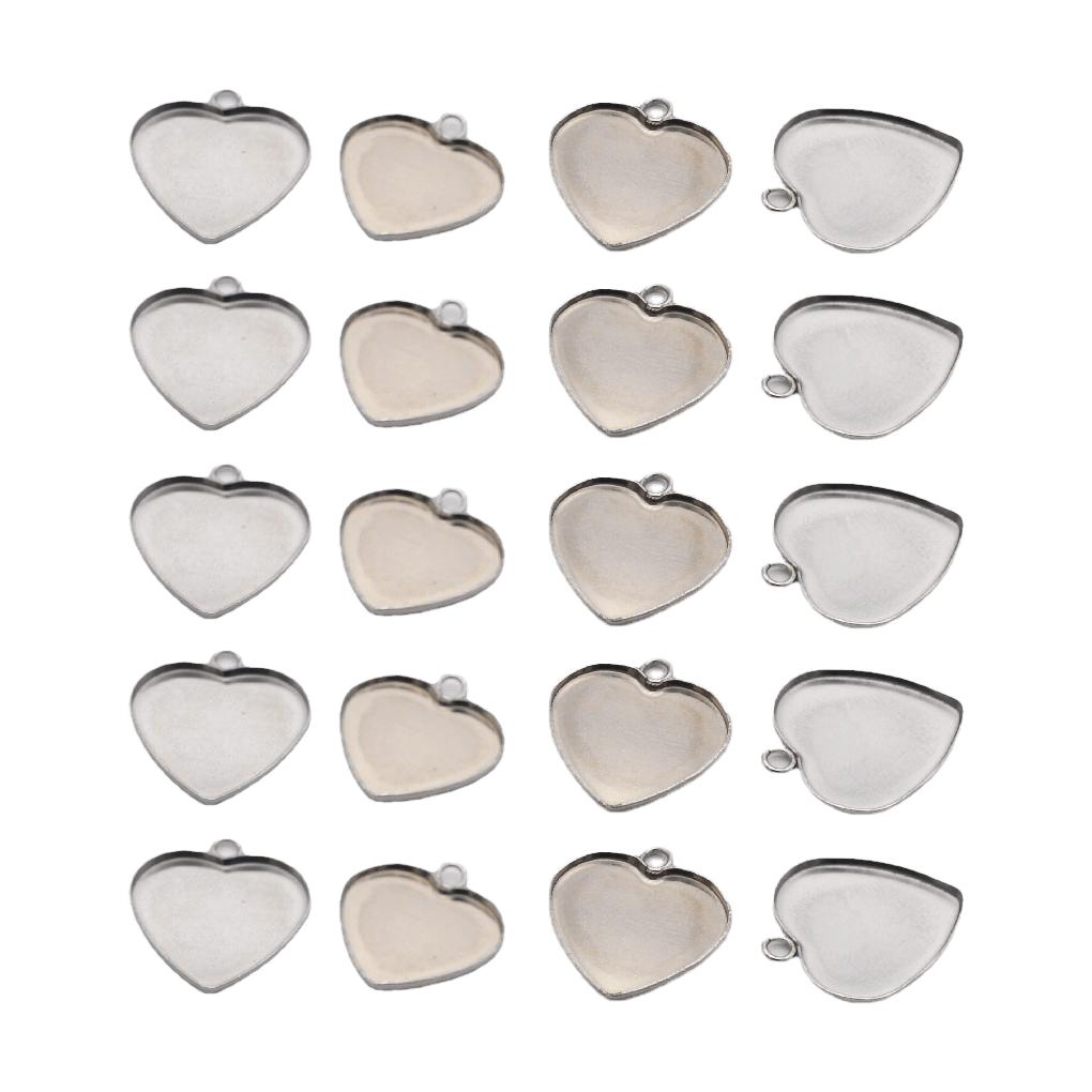 100Pcs Pendant Heart Cabochon Base Setting Trays Bezel Pendants DIY Romantic Cinnabar Casual Female Girls Accessories