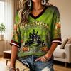 Women's Casual Halloween Printed V-Neck T-Shirt