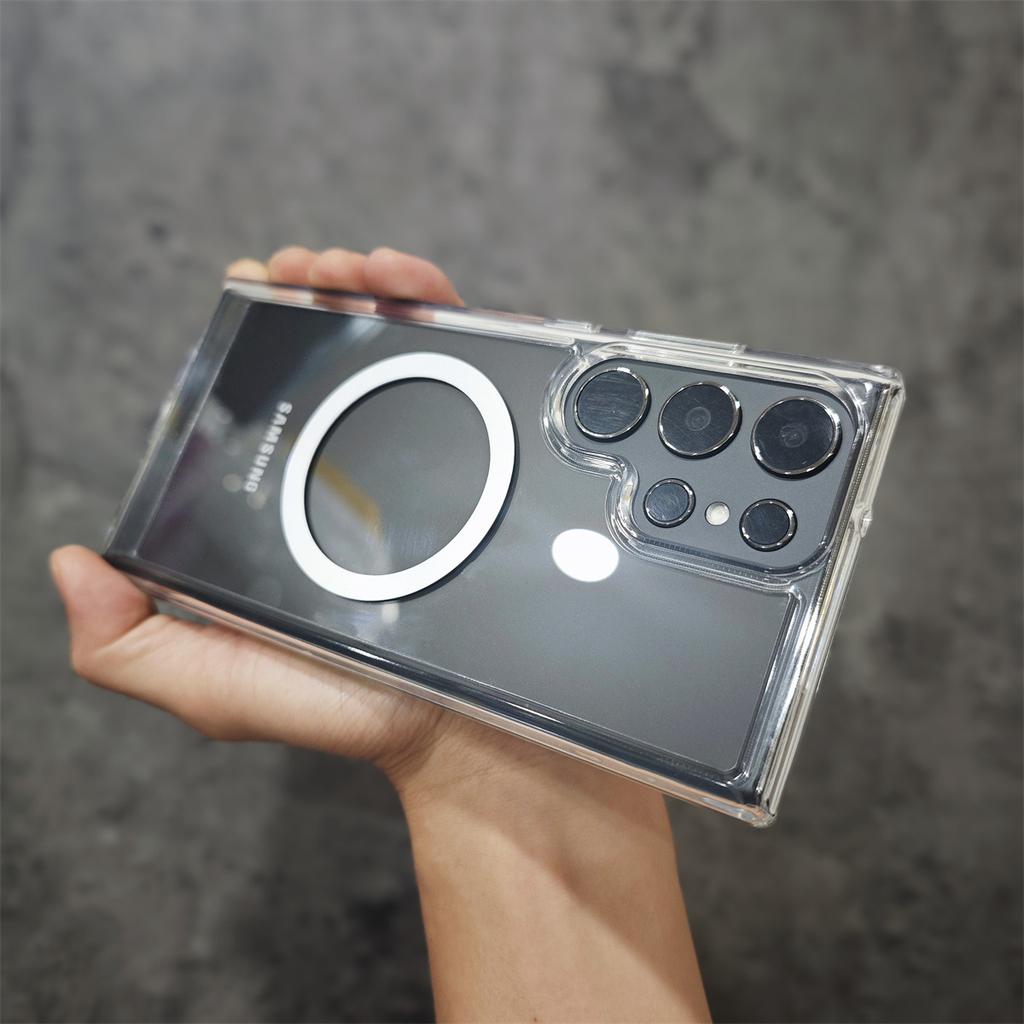 Suitable for Samsung S24ultra DIY Phone Case S23 Laser Magnetic Absorption A73 Anti Fall A55 Acrylic Space Case