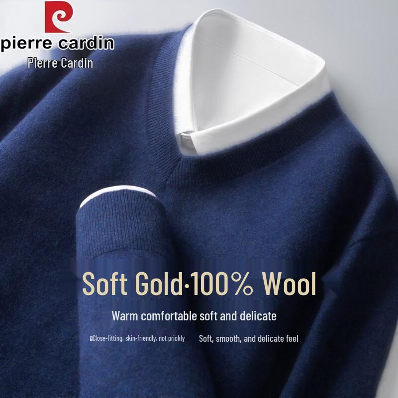 Pierre Cardin Men's 100% Wool V-Neck Pullover Sweater