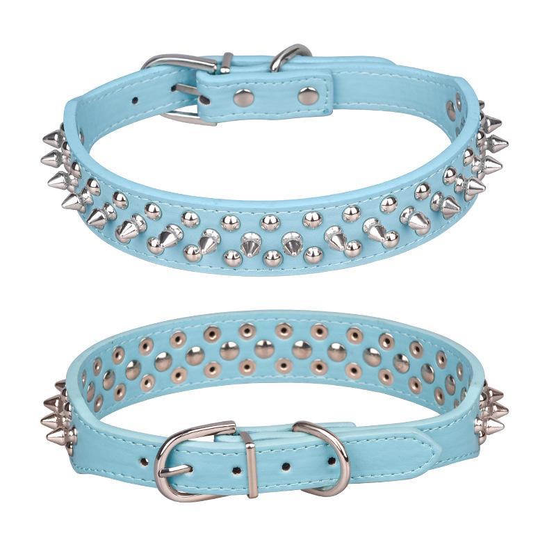Adjustable Leather Pet Dog Collar Neck Strap Supplies PU Leather Punk Rivet Spiked Dog Collar Pet Collars for Small Dog Cat