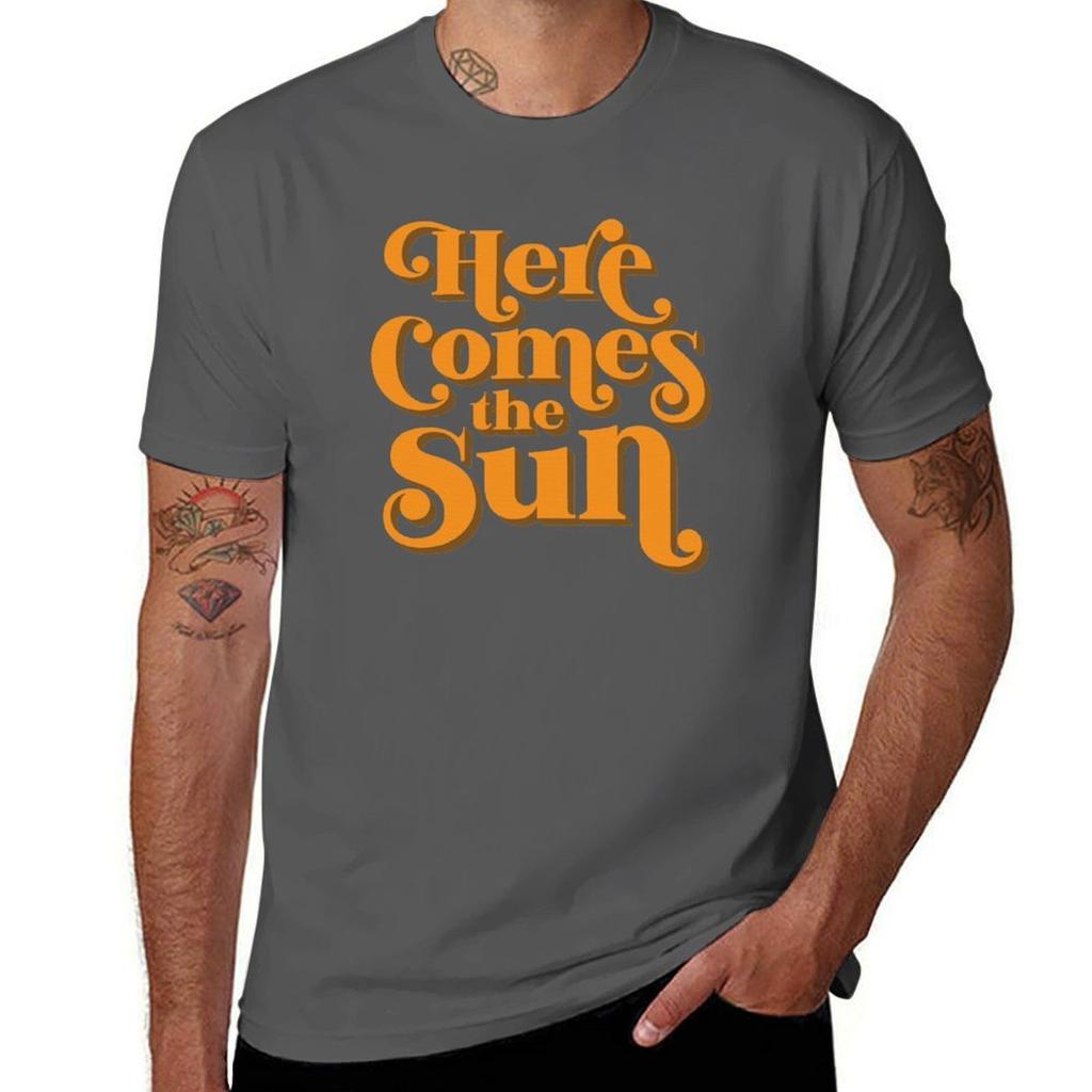 Here Comes The Sun Tshirt Active Sports Short Sleeve Cotton Shirt