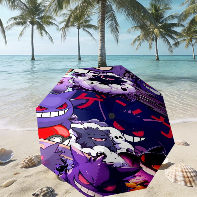 Gengar Print Umbrella Automatic Opening/ Closing - Portable Foldable Design - Daily Use for Travel/Outdoor - Gift for Birthday