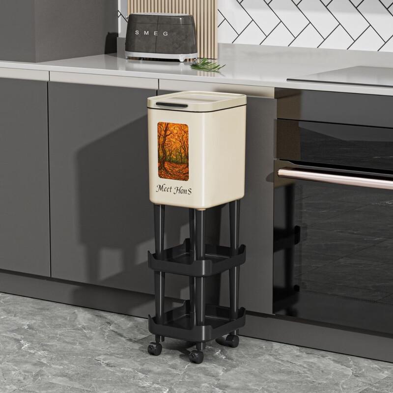 Sliding Lid Bathroom Trash Can