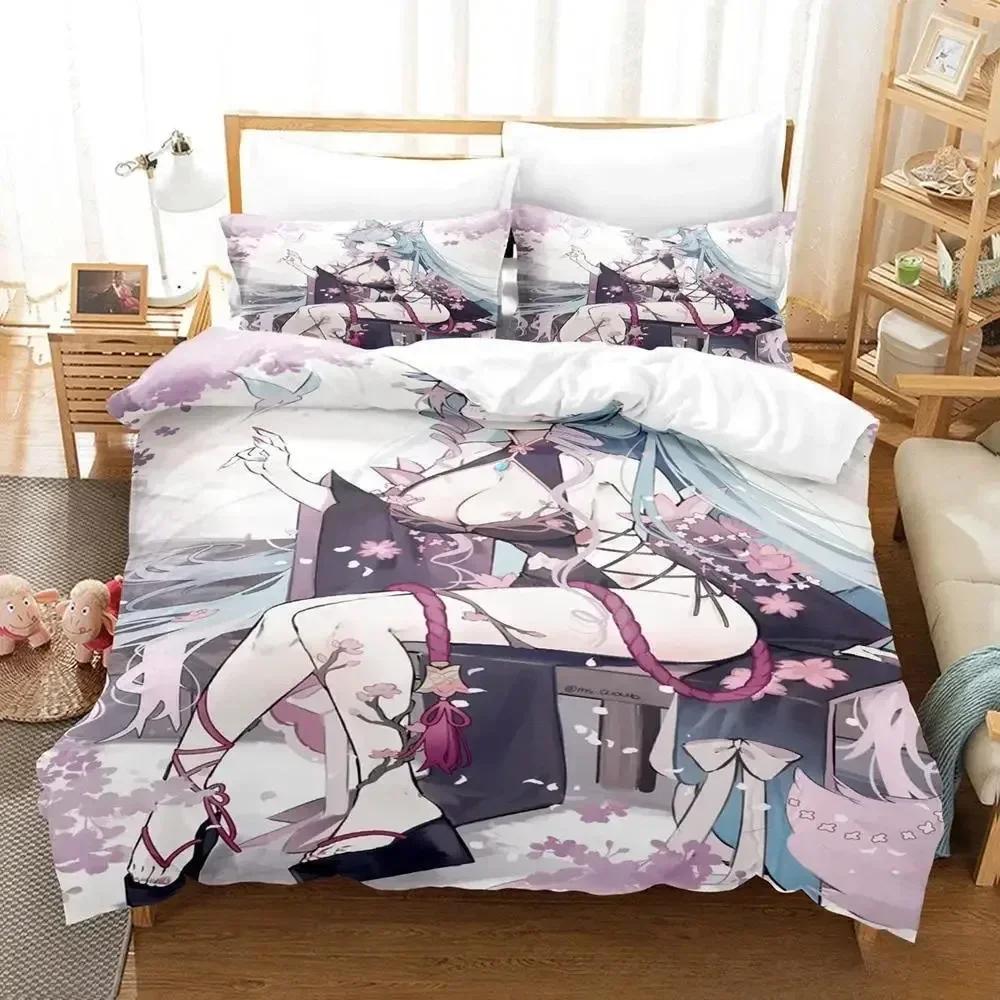 3D  Sexy Girls Silvervale VTuber Bedding Set Printed With Pillowcase Bed Duvet Cover Soft Queen King Size Bedclothes Home