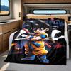 1PC Cartoon Son Goku Print Flannel Blanket, High quality All Seasons, Home Decor, Warmth and Comfort, Perfect for Christmas Gifts