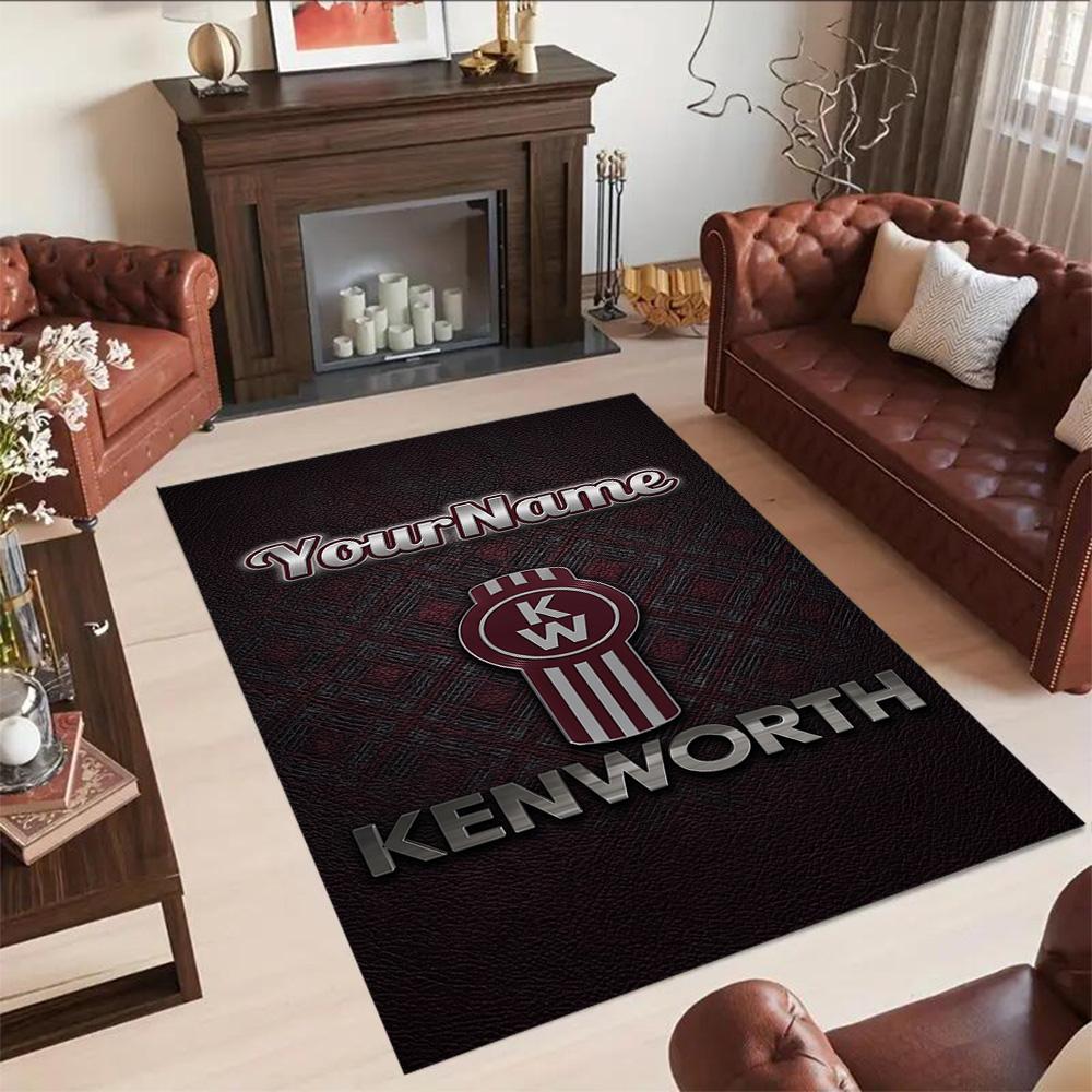 Kw Heavy Trucks Customize Your Name Area Rug Suitable for Foyer Kitchen Balcony Playrooms Antislip Carpet Office Home Decor Spiritual Gift