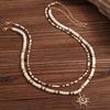 Ingemark 2Pcs/Set Boho Seed Beads Wooden Chain Necklace for Men Collar Goth Sunflower Pendant Choker Aesthetic Y2K Jewelry Gift