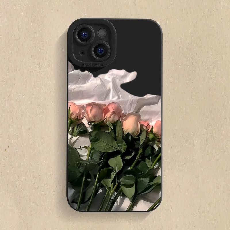 Rose Flower Phone Case For iPhone 16 Pro Max Case For iPhone 11 13 12 15 14 Pro Max 7 8 Plus XS X Soft Silicone Shockproof Cover