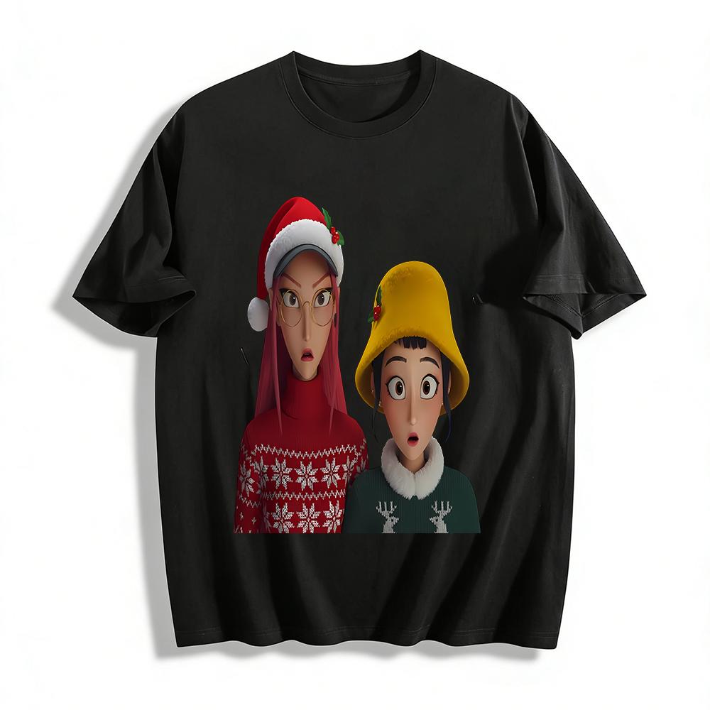 

Christmas Limited Funny Bestie Print Sweatshirt Autumn Winter Festival Loose Long Sleeve Top Pure cotton T-shirt 6XL