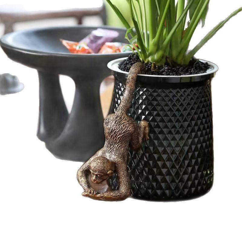 1Pc: Whimsical Monkey Resin Charming Flower Pot Creative Hanging Flower Pot Suitable for Home Balcony Garden Decoration