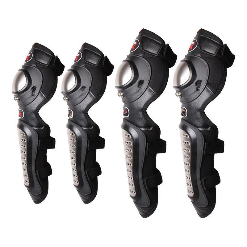 Zestaw zbroi motocyklowej: Ochraniacze na kolana i łokcie ze stali nierdzewnej, 4-częściowe, całoroczne, chroniące przed upadkiem