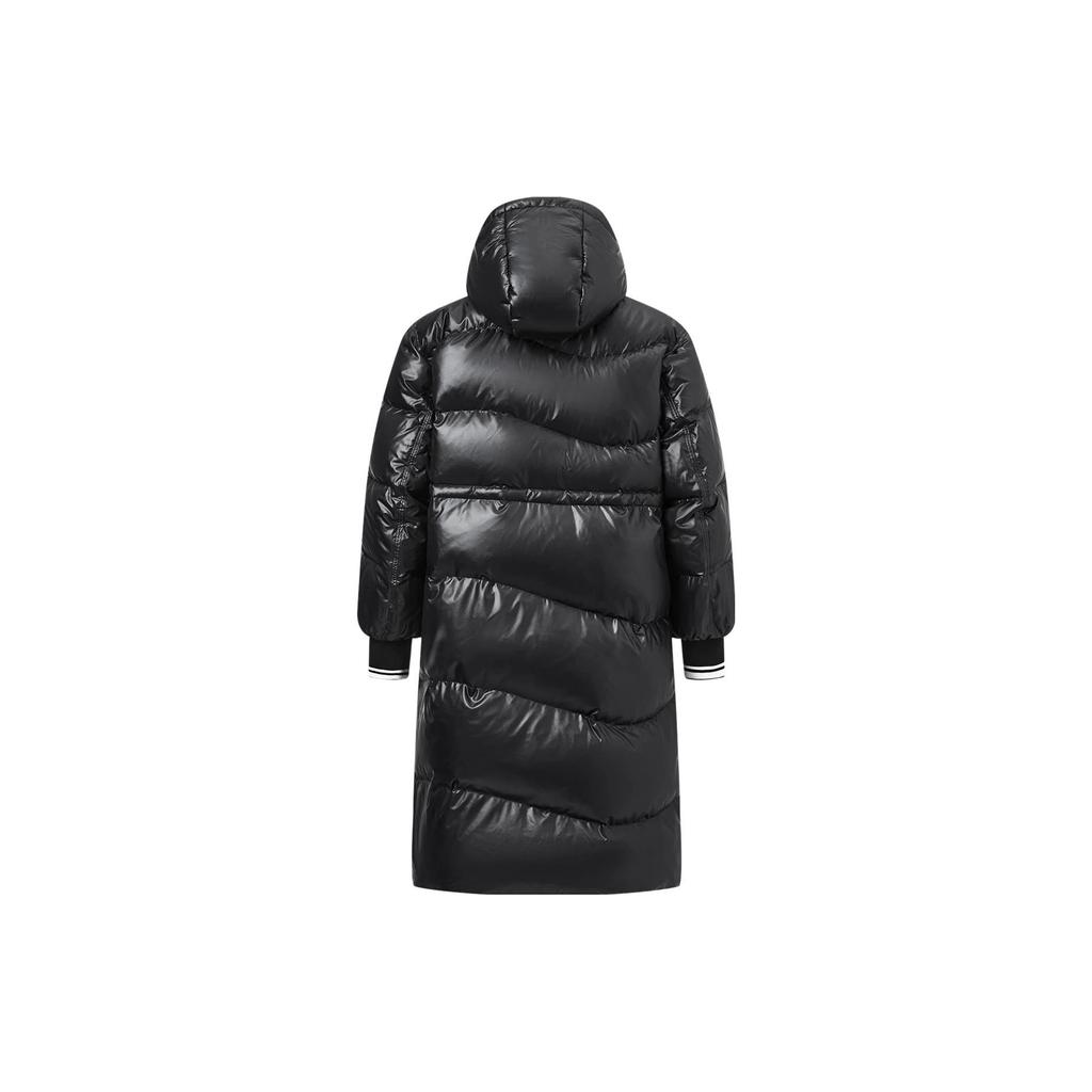 Li Ning Sports Lifestyle Series Solid Color Loose Long Down Jacket Women Outerwear Black AYMT370-3