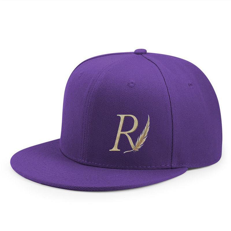 Flat-brimmed Hip-hop Baseball Cap Printed with Letter R Pattern Adjustable Outdoor Street Sports Hat