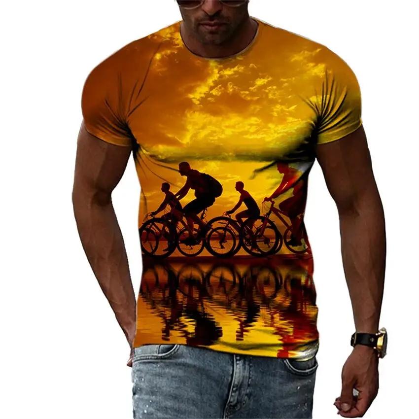 Neuer Trend Sommermode Fahrrad Herren T-Shirt Lässiges Print T-Shirt Hip Hop Personalisiert Rundhals Kurz Großes Oberteil
