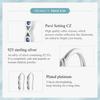 Three Devil's Eye Hook Earrings Blue Zircon 925 Sterling Silver Lucky Earrings Cuffs