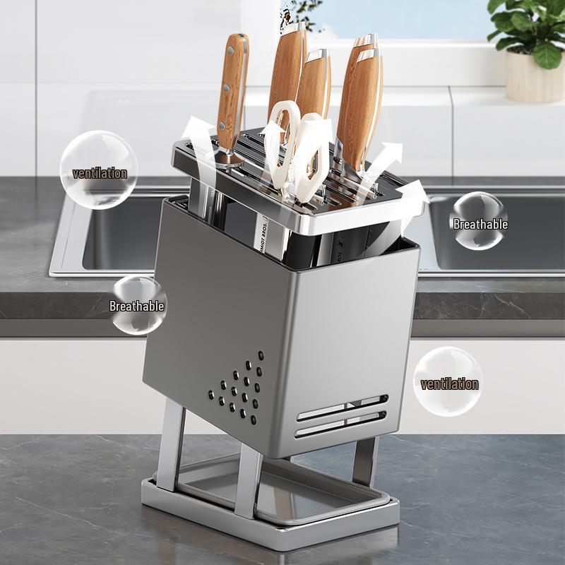 2026 Stainless Steel Multi-functional Kitchen Storage Rack for Knives, Cutting Boards, and Utensils
