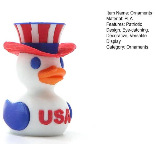 Yousheng Patriotic Duck Statue, PLA Independence Day Collectible with Red White Blue Design, Unique Conversation Starter Decor for Home Office