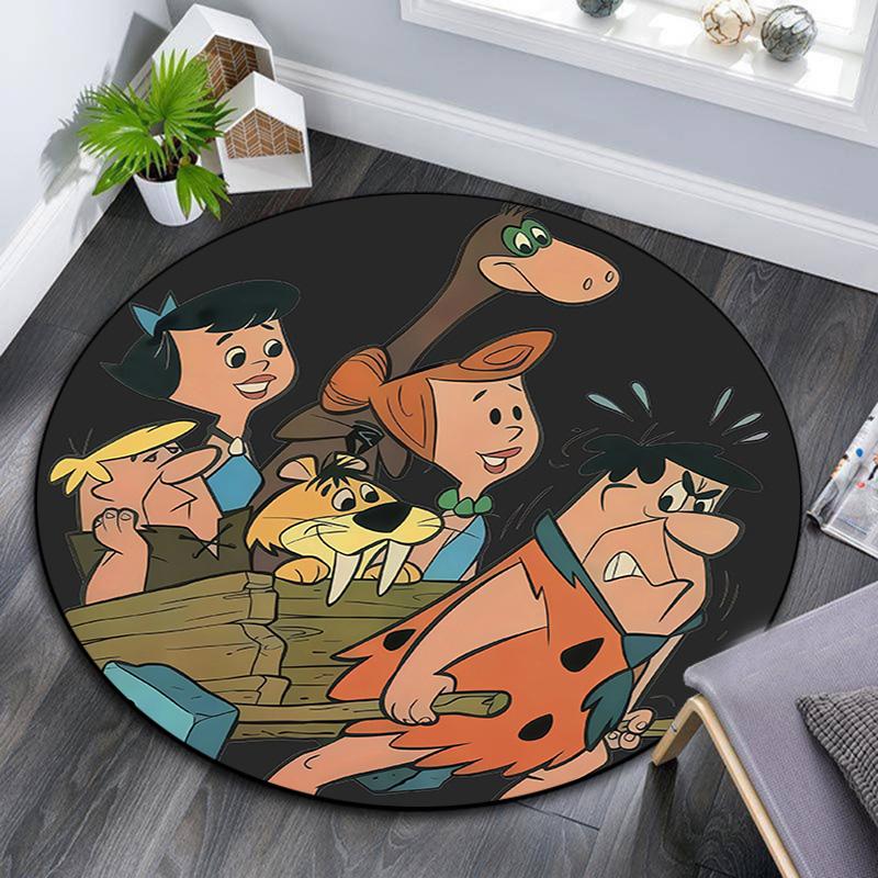 The Flintstones2 Round Area Rug,Carpet Rug for Living Room Bedroom Sofa Playroom Decor,Non-slip Floor Mat
