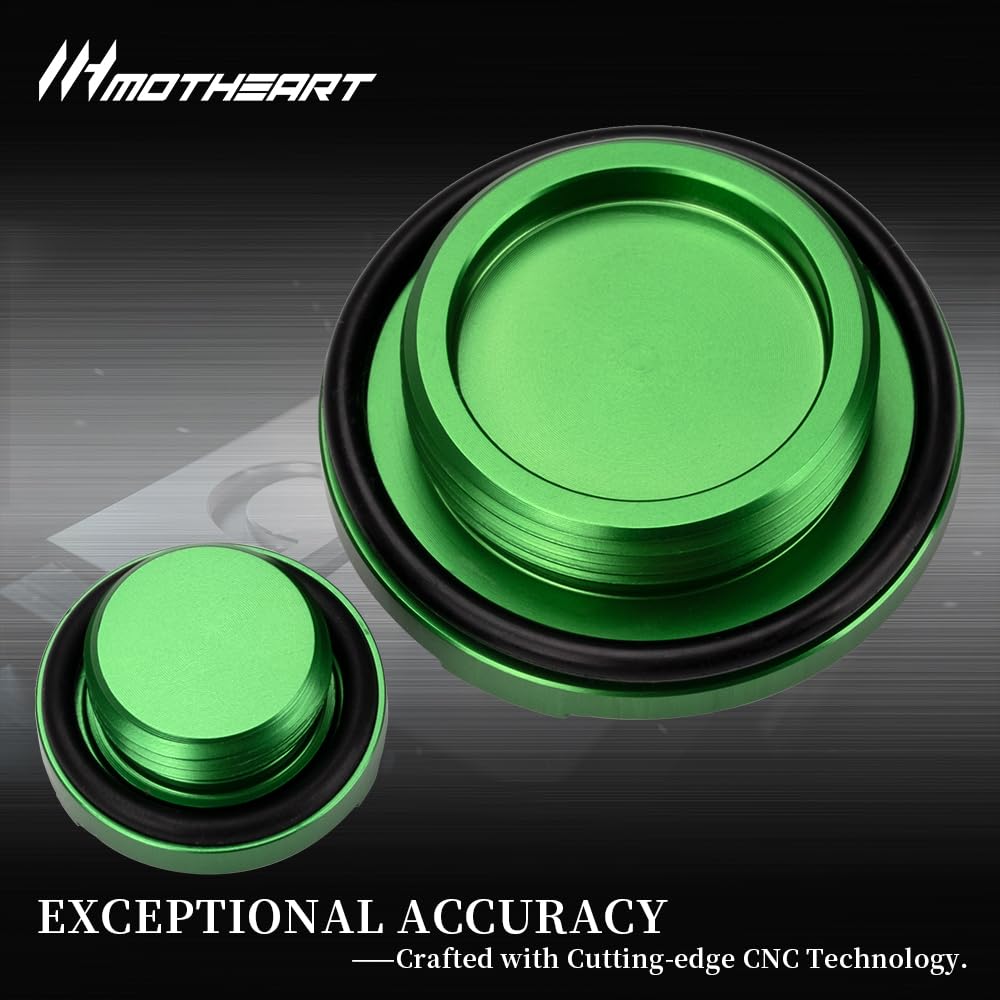 MotHeart Motorcycle Engine Bolt Covers for Ninja 400 2018-2024 CNC Machined T6 Aluminum 2pcs Ninja 400 Parts (Green)