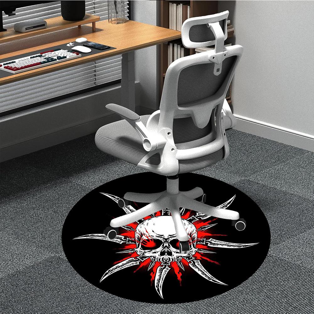 

1pcSkull Symbol Office Round Area Rug, Indoor Mat Suitable ForOffice, Under Office Chairs Bedroom Living Room Home Decor, Room Deco 044 80cm by 80cm
