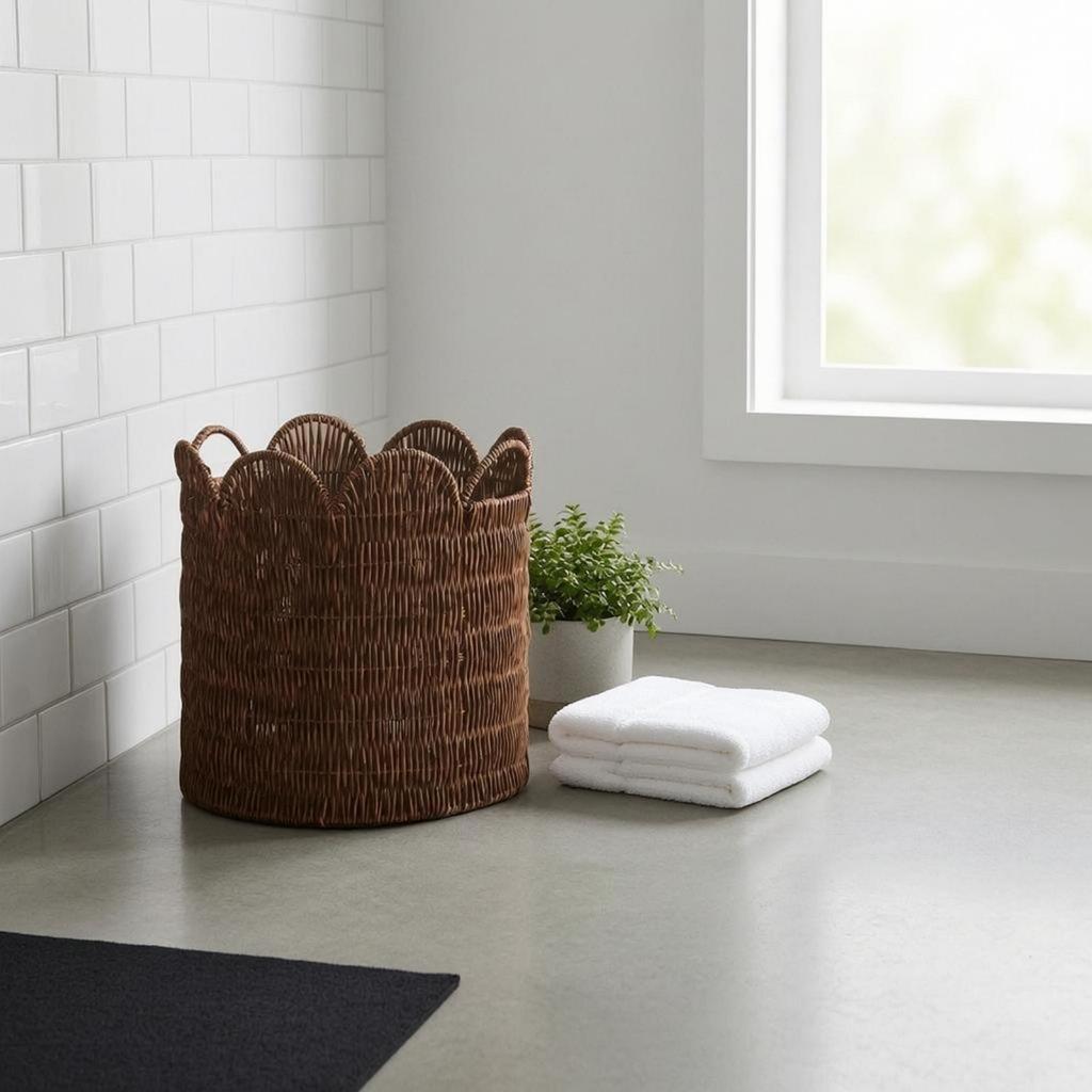 Woven Laundry Basket Wicker Hamper Loop Handles Handled Storage