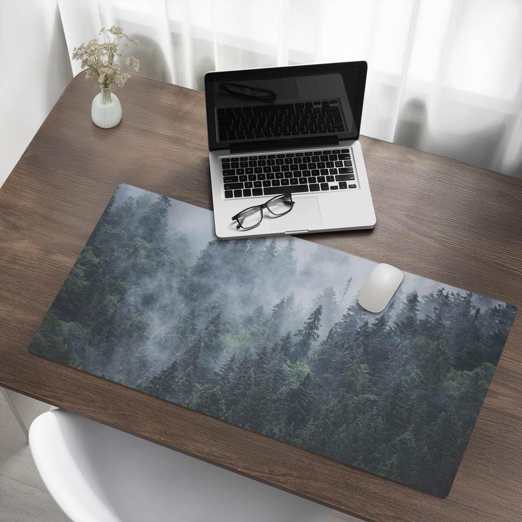 Podkładka Gamingowa Pod Mysz I Klawiaturę Mglisty Las Iglasty 100X50 Cm