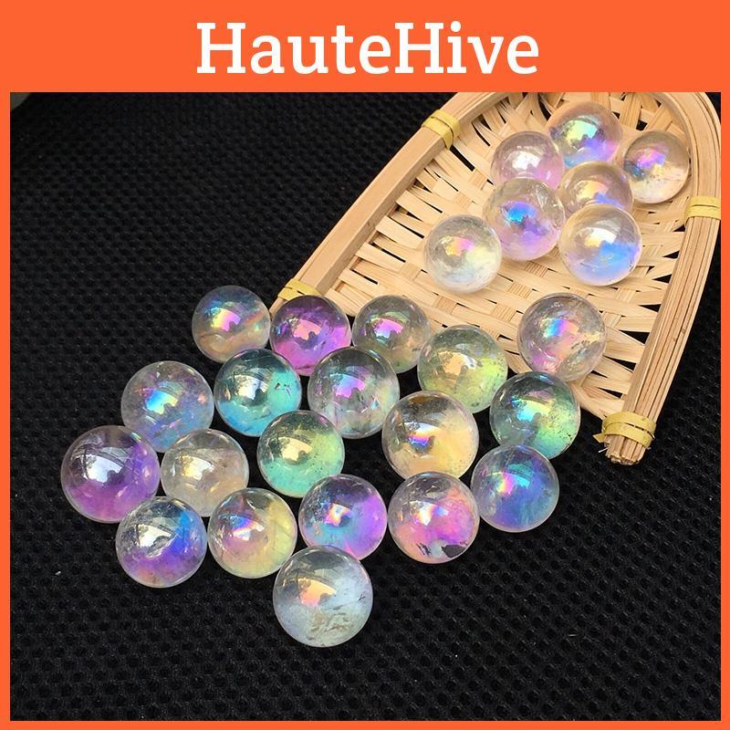 Atemberaubende weiße Regenbogen-Aura-Kugel Titan-Saatgut-Quarzkristallkugel zur Heilung Dekoration