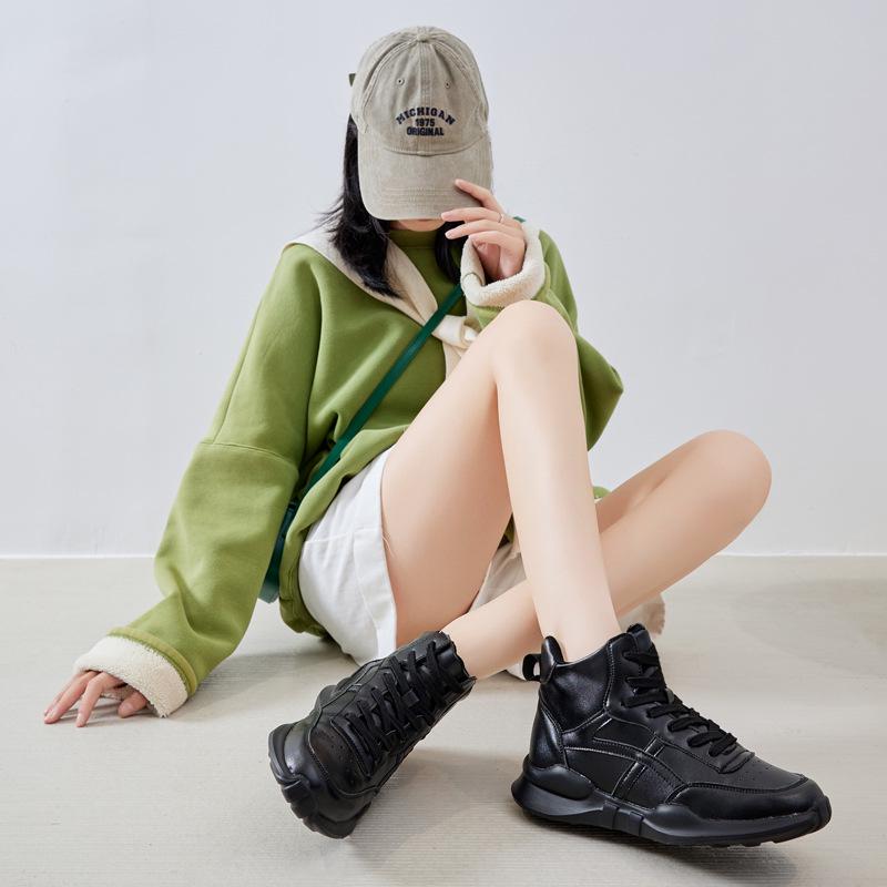 Dámské kožené kotníkové boty s vysokým svrškem, malé a velké velikosti, voděodolné, super lehké, velikosti 31-33 a 41-43