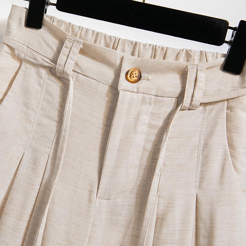 DIMANAF 2026 Spring Summer New Plus Size Women Long Pants Linen Loose Casual Elastic Waist Fashion Lady Bottoms Clothing