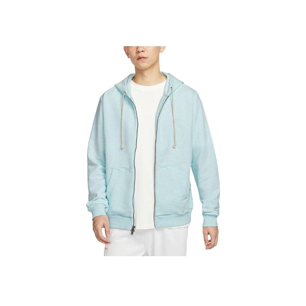 Nike Dri-FIT Standard Issue Quick-Dry Full-Length Zip-Up Basketball Hoodie Jacket Men Jackets Glacier-Blue Color-Block Light-Ivory FZ0223-474