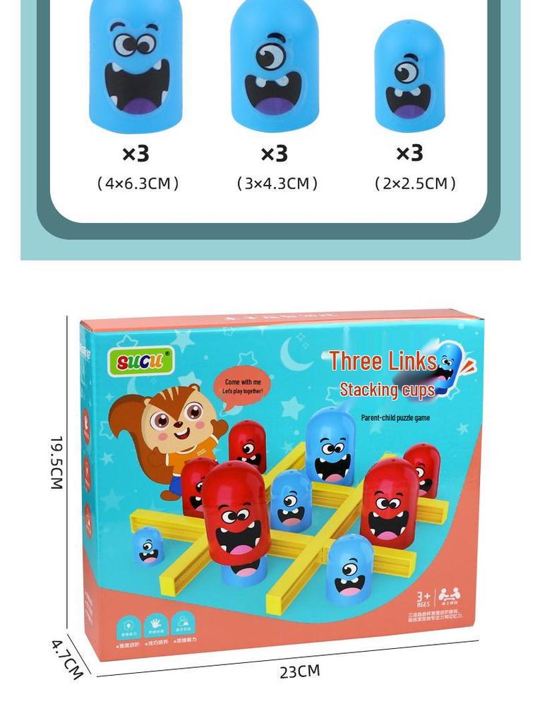 Kids' Educational Matryoshka Tic-Tac-Toe & Connect-the-Dots Card Game Set