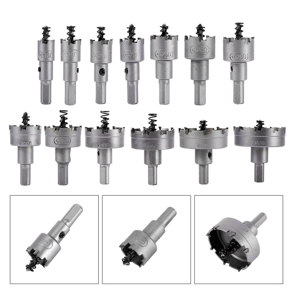 13pcsset 16 18 20 22mm Carbide Tip TCT Drill Bit Hole Saw Set Stainless Steel