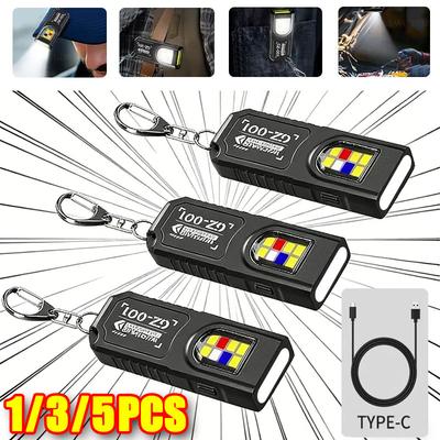 Wielofunkcyjna Mini Latarka LED COB na Breloku USB Ładowalna Lampka z Klipsem do Czapeczki Światło Robocze Brelok Latarka do Kempingu Chodzenia Kieszonkowa