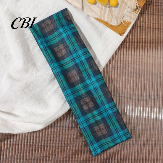 Exercise Sweat Wicking Band American Retro Style Headband, Plaid Print Stretchy Hair Band, Wide Fitness Headband Bundle Design Hot Girl Casual