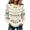 Maglione Pullover da Donna Casual Elegante a Manica Lunga con Collo Alto e Stampa Natalizia