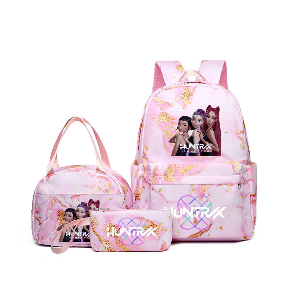 Kpop Witch Hunter Backpack Lunch Bag Pencil Case Set Student Animation Fashion School Bag Pencil Case Lunch Bag