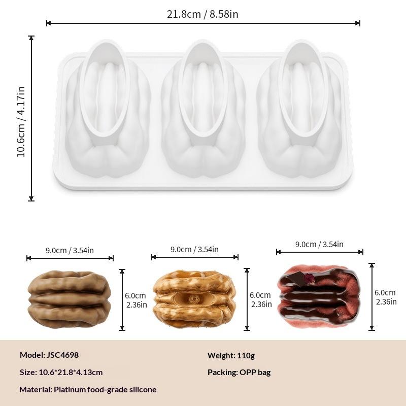 

1Pcs Diy Chocolate Ice Cream Mould Large Pecan Pudding Mousse Silicone Mold Cake Decor Baking Special Grinding Tools белый