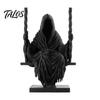 Talos 3D Printed Sitting Reaper Statue, Faceless Man In Black Robe On Swing Figurine, Gothic Cloak Sculpture Ornament, Dark Style Figurine Decoration