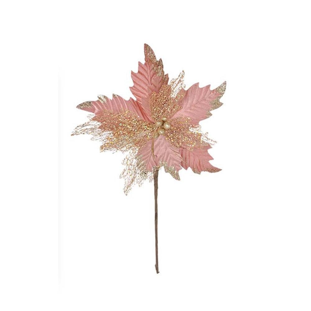 Handmade Artificial Christmas Flowers Shiny Xmas Tree Ornaments  Party Supplies