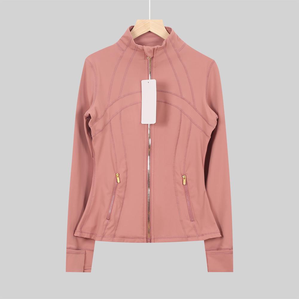 Lulu Original Damen Slim Fit Elastische Formgebende Lange Jacke Mantel mit Stehkragen für Yoga und Laufen