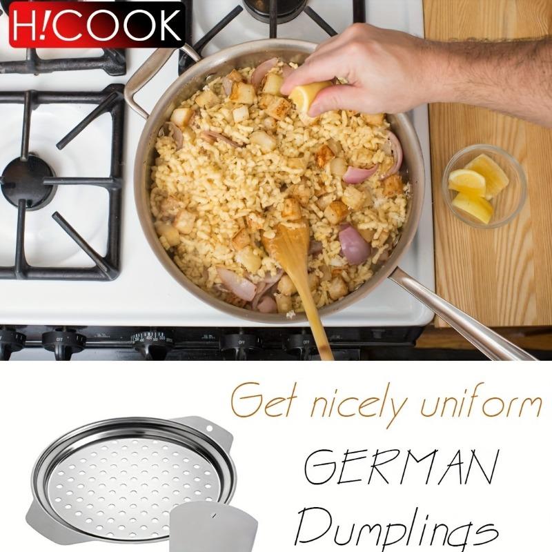 Stainless Steel Spaetzle Maker Lid with Scraper Traditional German Egg Noodle Maker Pan Pot Spaghetti Strainer