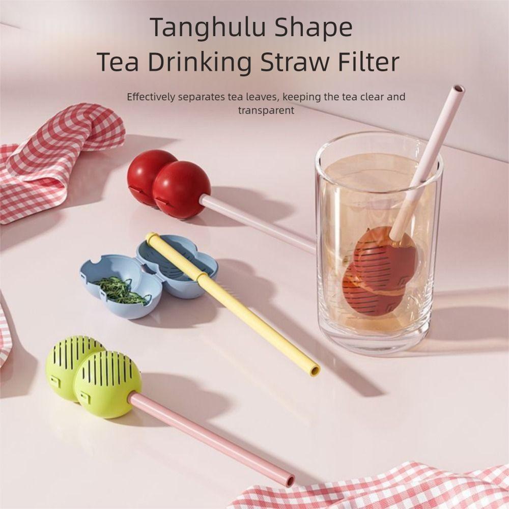 2Pcs Funny Tea Leaf Filter with Straws Portable Tea Maker Tea Drinking Straw Filter  Kitchen