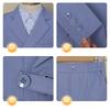 Teen Boys 4 Piece Gentleman Suit Asymmetrical Buckle Blazer Vest Dot Print Shirt Straight Pants Kids Wedding Birthday Formal Photo Matching Outfit