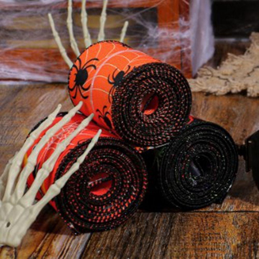 Handicraft Halloween Printed Ribbon Ribbon Material DIY Ribbon Strips Bat Printed Ribbon  Halloween