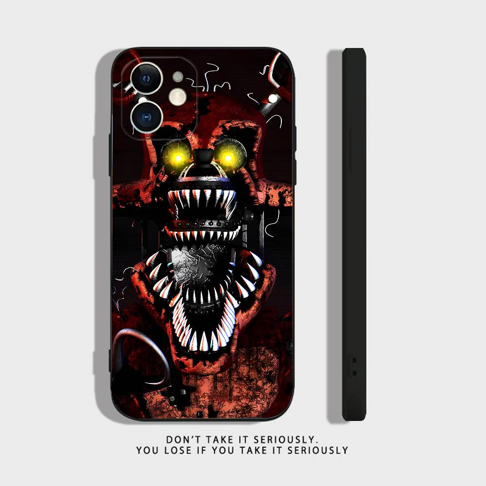 Five-Nights-At-Freddys F-Fnaf Průhledný silikonový kryt pro iPhone 17,16,15,14,13,12,11Pro,Max,Mini,XS,X,8,Plus Nárazuvzdorný černý kryt