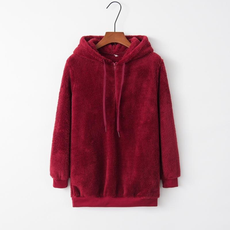 Women's Long-Sleeved Hooded Sweater, Monochromatic Coat, Fashion Trend
