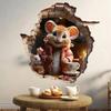 Süßer Mauseloch Wandaufkleber, Koffein-Enthusiast Maus Kaffeepause im Mauseloch Aufkleber, Maus singend Wasserdichte Dekor Aufkleber M734